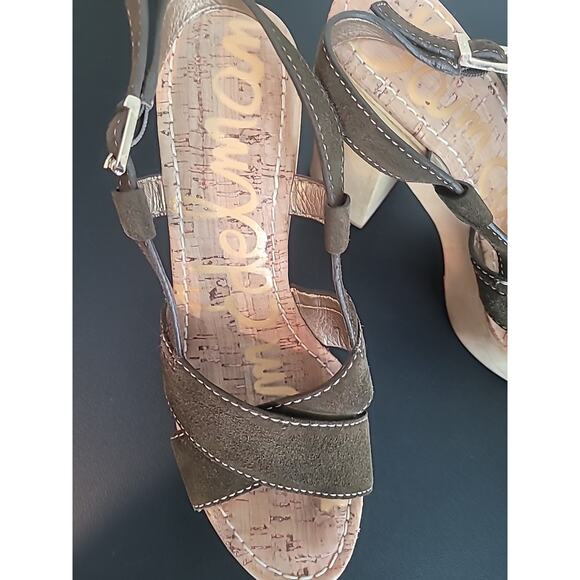 Sam Edelman Mae Moss Green Suede Wooden Platform Sandals Women’s Size 8.5 EUC - Picture 4 of 8